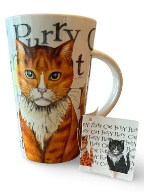 Vintage “Furry Purry Orange Tabby Cat” Fine China Mug by Kent Pottery